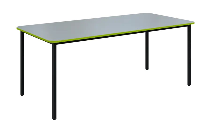 JSBR 190N Jídelní stůl 1900 x 900 mm, deska šedá s hranou jarní zeleň / podnož černá